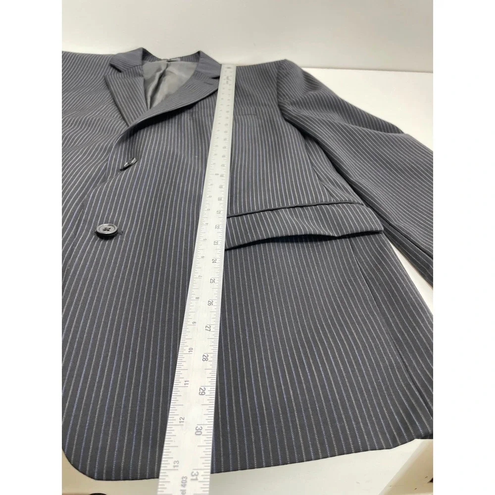 Franco Tassi Wool Pinstripe Blazer Black Grey Mens 44R Business Coat Suit Jacket